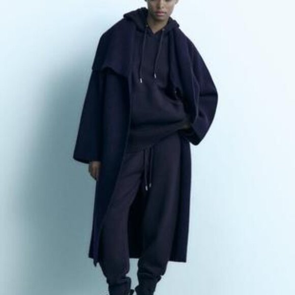 Zara Sweaters - Zara Matching Set, Hoodie Sweater, Jogger Pants, Navy Blue, Knit